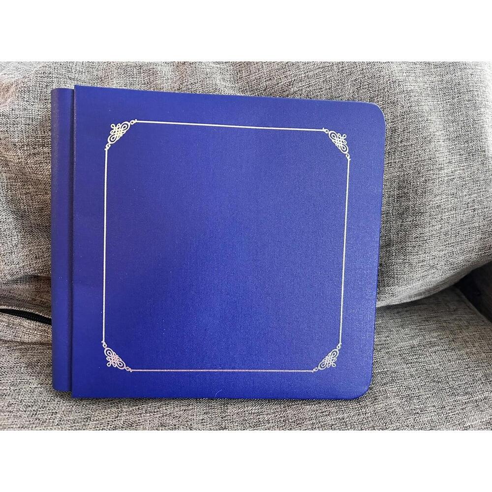 Creative Memories Album 7x7 Strap Hinge Blue Silver Trim 12 White Pages